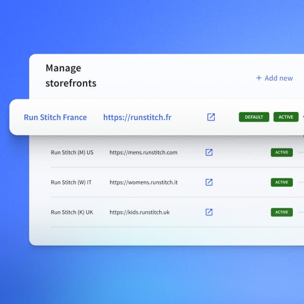 BigCommerce product interface with multi-storefront