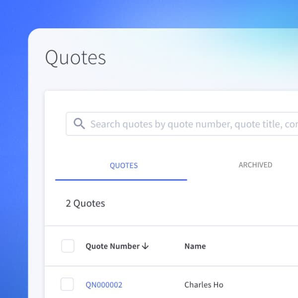 BigCommerce product interface with quote numbers